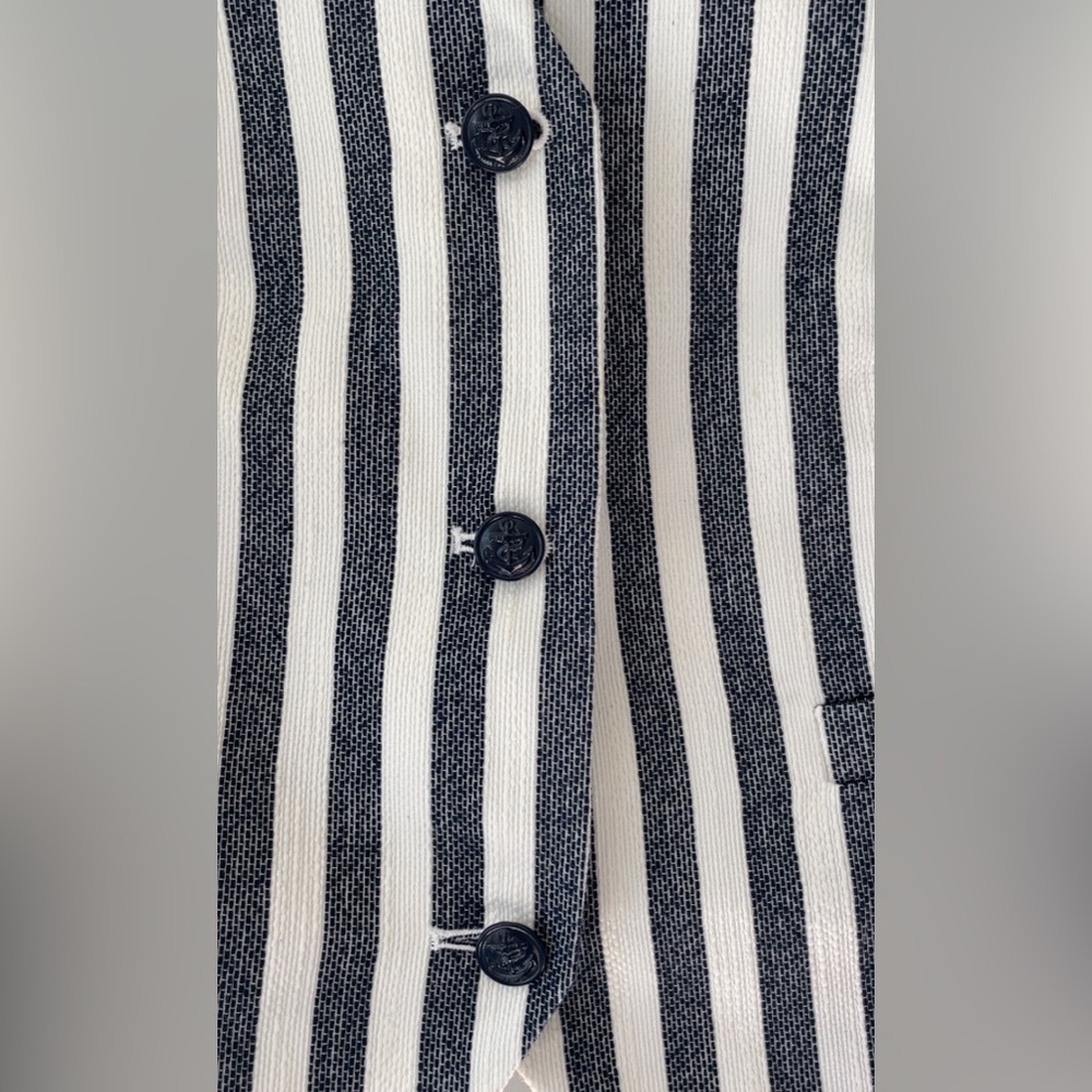 LOFT Navy and White Striped Vest L - Picture 2 of 6